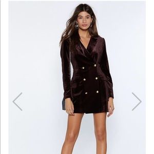 Nasty Gal “I’m Busy” Velvet Blazer Dress **NWT**